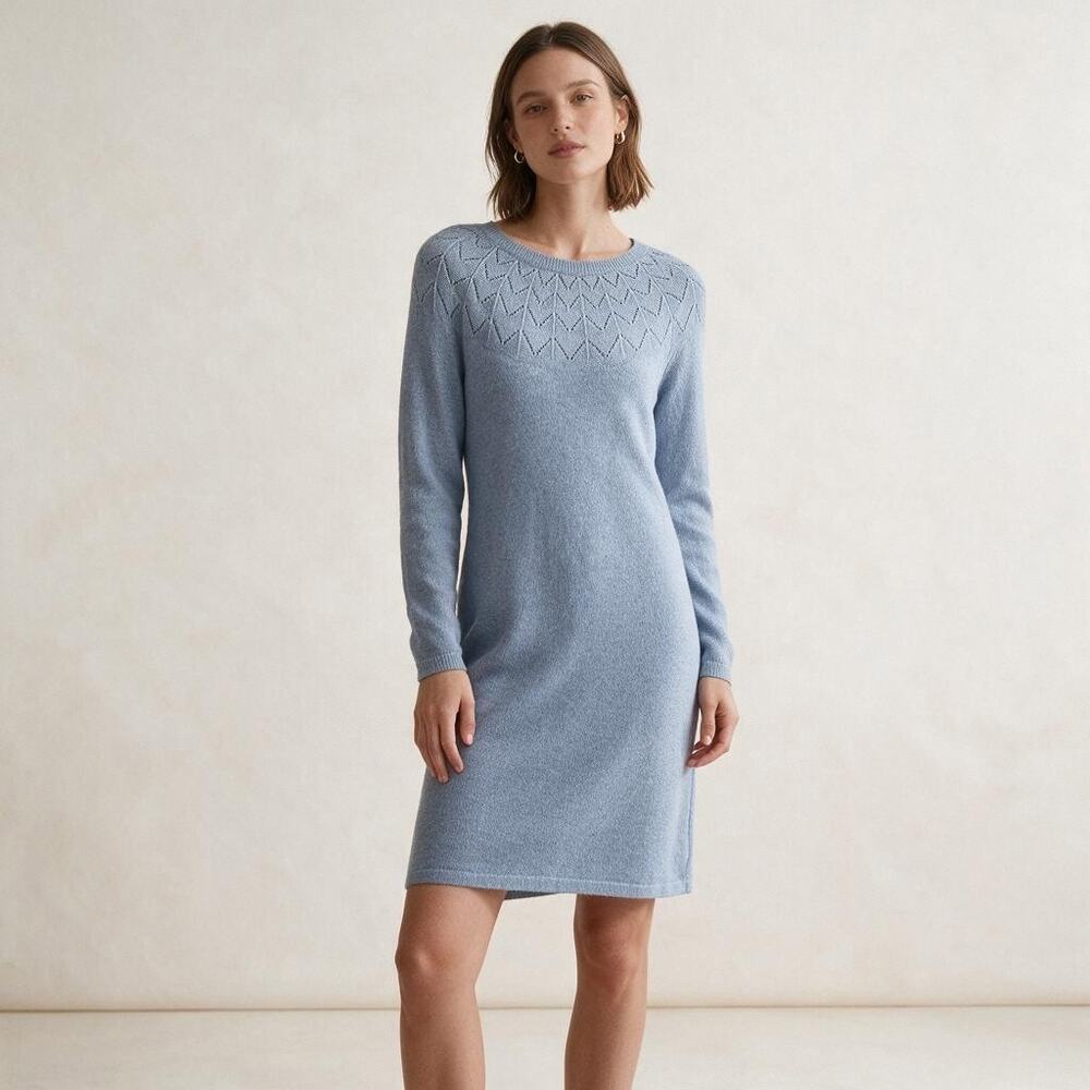 Talbots Knit Sweater Dress Wmn's Sz XS Blue Long Sleeve Knee Length NWT